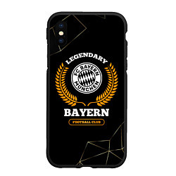 Чехол iPhone XS Max матовый Лого Bayern и надпись Legendary Football Club на т, цвет: 3D-черный