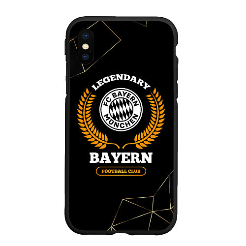 Чехол iPhone XS Max матовый Лого Bayern и надпись Legendary Football Club на т / 3D-Черный – фото 1