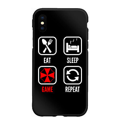 Чехол iPhone XS Max матовый Eat, Sleep, Resident Evil, Repeat, цвет: 3D-черный