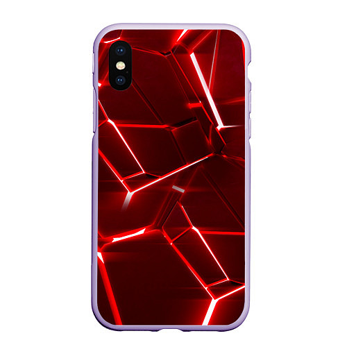 Чехол iPhone XS Max матовый Red fault / 3D-Светло-сиреневый – фото 1