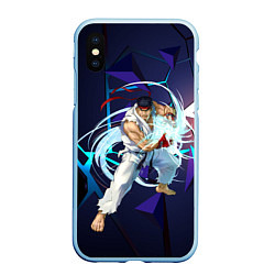 Чехол iPhone XS Max матовый Рю-Street Fighter, цвет: 3D-голубой