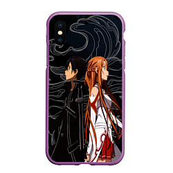 Чехол iPhone XS Max матовый Кирито и Асуна - Sword Art Online, цвет: 3D-фиолетовый