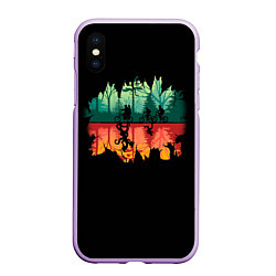 Чехол iPhone XS Max матовый Stranger Things Wrong Side, цвет: 3D-сиреневый