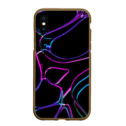 Чехол iPhone XS Max матовый Неоновые линзы во тьме - Фиолетовый, цвет: 3D-коричневый