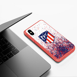 Чехол iPhone XS Max матовый Atletico madrid logo брызги красок, цвет: 3D-красный — фото 2