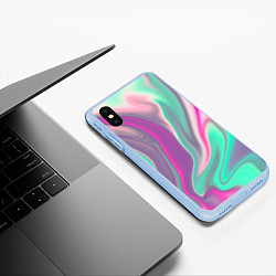 Чехол iPhone XS Max матовый Digital Wave, цвет: 3D-голубой — фото 2