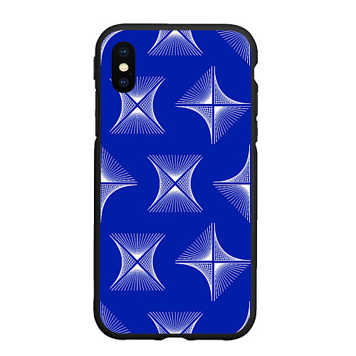 Чехол iPhone XS Max матовый ABSTRACT PATTERN ON A BLUE BACKGROUND / 3D-Черный – фото 1