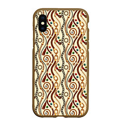 Чехол iPhone XS Max матовый Ремни и драгоценные камни, цвет: 3D-коричневый