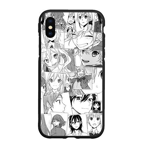 Чехол iPhone XS Max матовый Horimiya pattern / 3D-Черный – фото 1