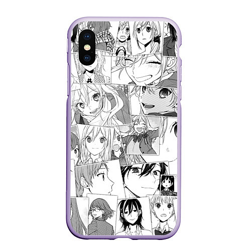 Чехол iPhone XS Max матовый Horimiya pattern / 3D-Светло-сиреневый – фото 1