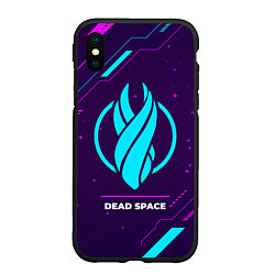 Чехол iPhone XS Max матовый Символ Dead Space в неоновых цветах на темном фоне