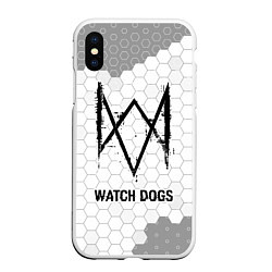 Чехол iPhone XS Max матовый Watch Dogs Glitch на темном фоне FS, цвет: 3D-белый