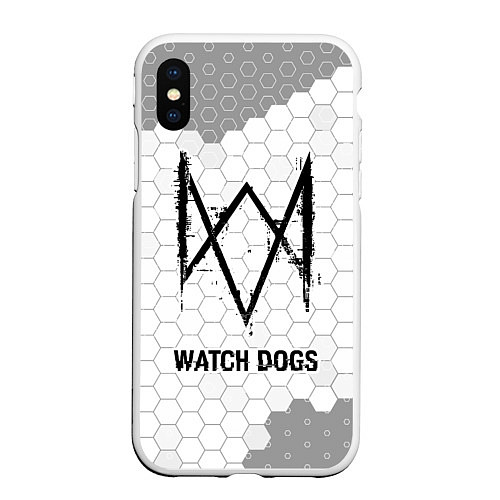 Чехол iPhone XS Max матовый Watch Dogs Glitch на темном фоне FS / 3D-Белый – фото 1