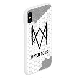 Чехол iPhone XS Max матовый Watch Dogs Glitch на темном фоне FS, цвет: 3D-белый — фото 2