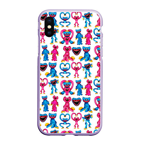 Чехол iPhone XS Max матовый POPPY PLAYTIME HAGGY WAGGY AND KISSY MISSY PATTERN / 3D-Светло-сиреневый – фото 1