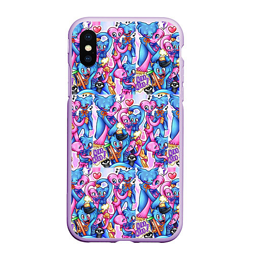 Чехол iPhone XS Max матовый POPPY PLAYTIME HAGGY WAGGY AND KISSY MISSY LOVE / 3D-Сиреневый – фото 1