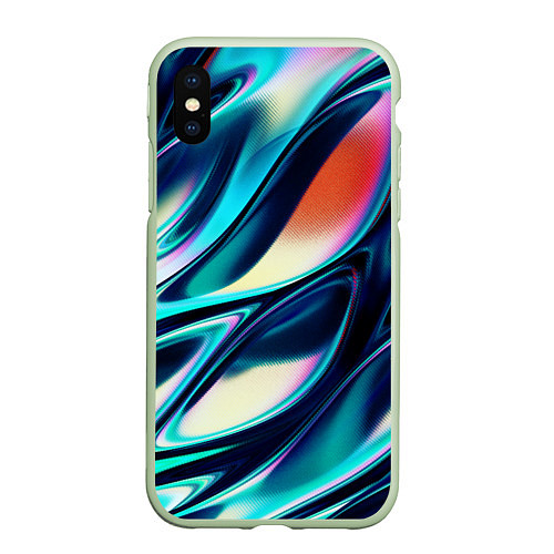 Чехол iPhone XS Max матовый Abstract Wave / 3D-Салатовый – фото 1