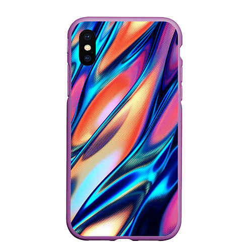 Чехол iPhone XS Max матовый Colorful flow / 3D-Фиолетовый – фото 1