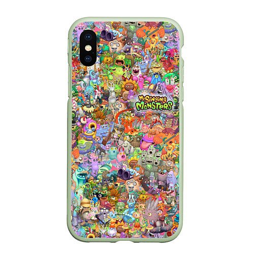 Чехол iPhone XS Max матовый MY SINGING MONSTERS Все персонажи / 3D-Салатовый – фото 1