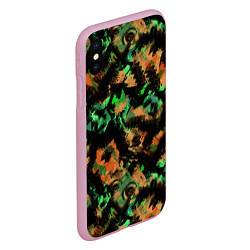 Чехол iPhone XS Max матовый Зелено-оранжевый осенний абстрактный узор, цвет: 3D-розовый — фото 2