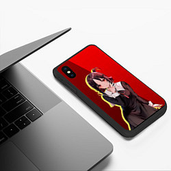 Чехол iPhone XS Max матовый Кагуя кокетливо улыбается, цвет: 3D-черный — фото 2