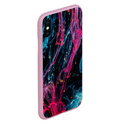 Чехол iPhone XS Max матовый Неоновые краски во тьме - Розовый и голубой, цвет: 3D-розовый — фото 2