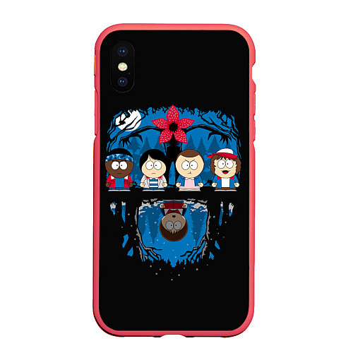 Чехол iPhone XS Max матовый Stranger Things South Park / 3D-Красный – фото 1