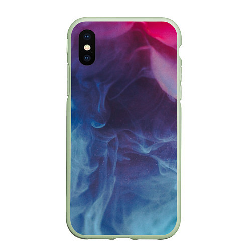 Чехол iPhone XS Max матовый Неоновый дым - Голубой и розовый / 3D-Салатовый – фото 1