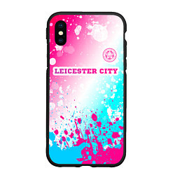 Чехол iPhone XS Max матовый Leicester City Neon Gradient