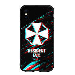 Чехол iPhone XS Max матовый Resident Evil в стиле Glitch Баги Графики на темно, цвет: 3D-черный