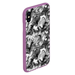 Чехол iPhone XS Max матовый Абстрактный в серых тонах фон с головой рыбы, цвет: 3D-фиолетовый — фото 2