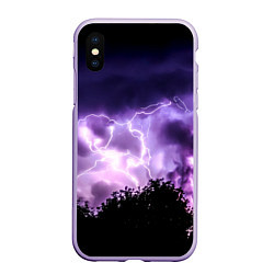 Чехол iPhone XS Max матовый Purple Lightning, цвет: 3D-светло-сиреневый