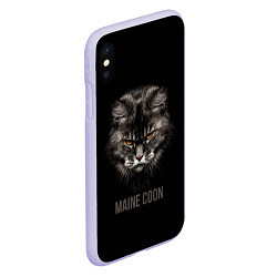 Чехол iPhone XS Max матовый Maine coon - кот, цвет: 3D-светло-сиреневый — фото 2