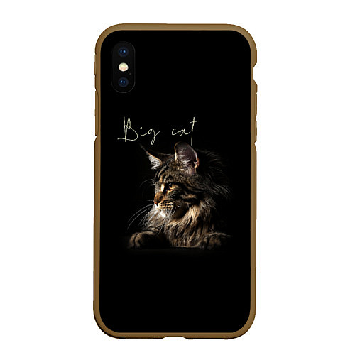 Чехол iPhone XS Max матовый Big cat Maine Coon / 3D-Коричневый – фото 1