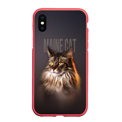 Чехол iPhone XS Max матовый Maine cat, цвет: 3D-красный