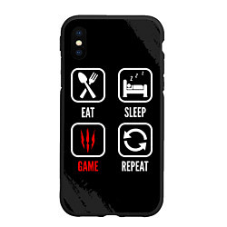Чехол iPhone XS Max матовый Eat, Sleep, The Witcher, Repeat, цвет: 3D-черный
