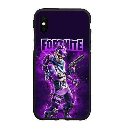 Чехол iPhone XS Max матовый Fortnite Bronto Скин динозавра Видеоигра / 3D-Черный – фото 1