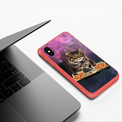 Чехол iPhone XS Max матовый Космический котёнок диджей Space DJ Cat, цвет: 3D-красный — фото 2