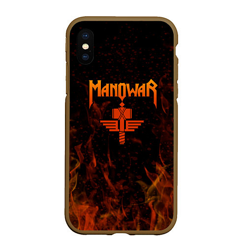 Чехол iPhone XS Max матовый Manowar ПЛАМЯ / 3D-Коричневый – фото 1