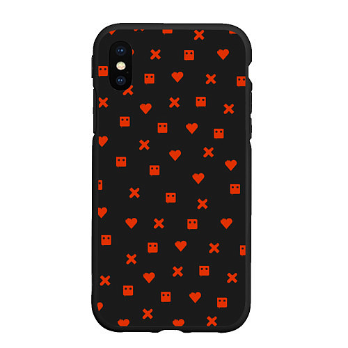 Чехол iPhone XS Max матовый Love Death and Robots red pattern / 3D-Черный – фото 1