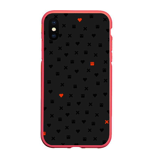 Чехол iPhone XS Max матовый Love Death and Robots black pattern / 3D-Красный – фото 1