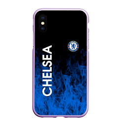 Чехол iPhone XS Max матовый Chelsea пламя, цвет: 3D-сиреневый