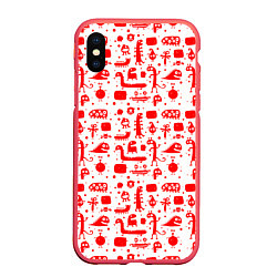 Чехол iPhone XS Max матовый RED MONSTERS, цвет: 3D-красный