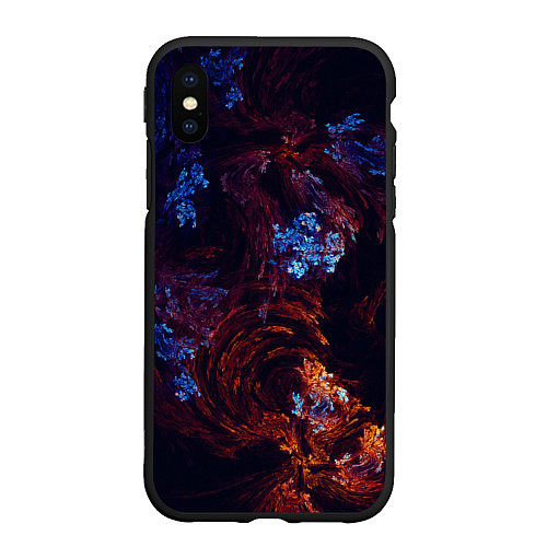 Чехол iPhone XS Max матовый Синие и Красные Коралловые Рифы / 3D-Черный – фото 1