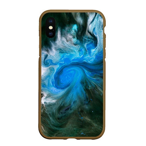 Чехол iPhone XS Max матовый Неоновые краски - Синий / 3D-Коричневый – фото 1