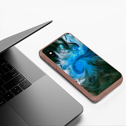 Чехол iPhone XS Max матовый Неоновые краски - Синий, цвет: 3D-коричневый — фото 2