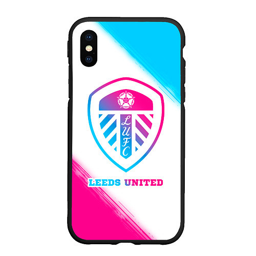 Чехол iPhone XS Max матовый Leeds United Neon Gradient / 3D-Черный – фото 1