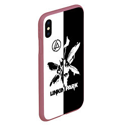 Чехол iPhone XS Max матовый Linkin Park логотип черно-белый, цвет: 3D-малиновый — фото 2