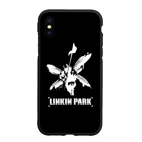 Чехол iPhone XS Max матовый Linkin Park белый / 3D-Черный – фото 1