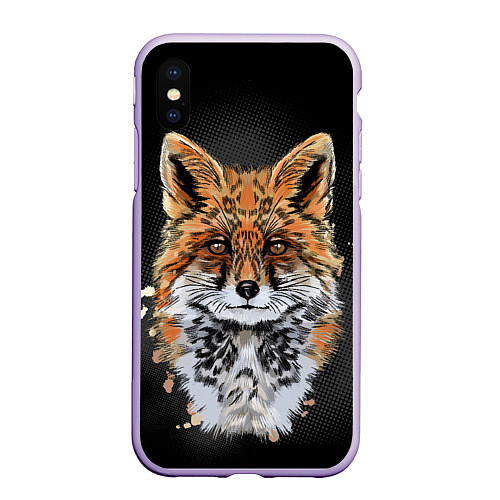 Чехол iPhone XS Max матовый Красивая лисица / 3D-Светло-сиреневый – фото 1